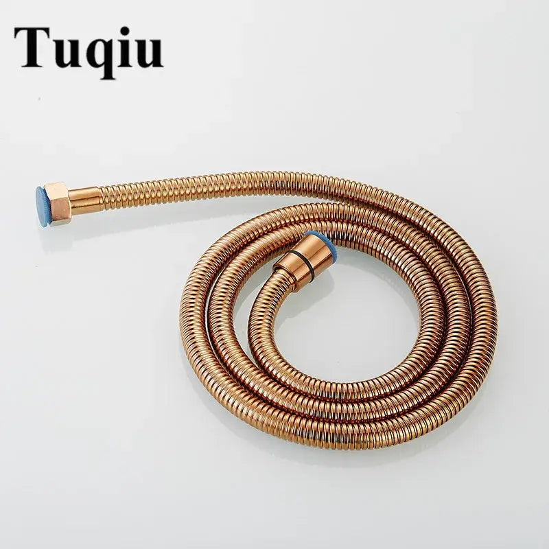 Gold flexible stainless steel shower hose bathroom brass fittings