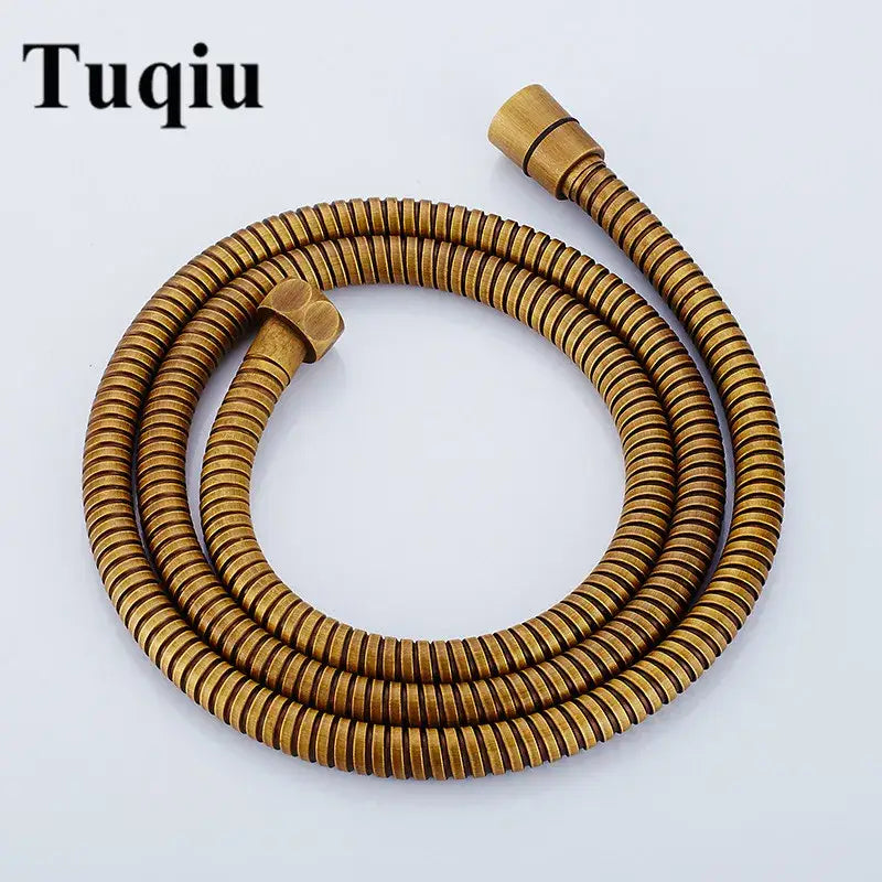 Gold flexible stainless steel shower hose bathroom brass fittings