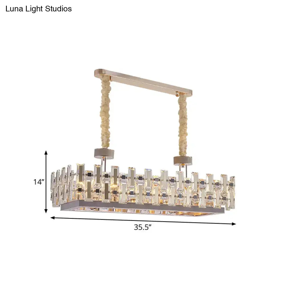 Modern chrome crystal contemporary rectangular hanging dining room light