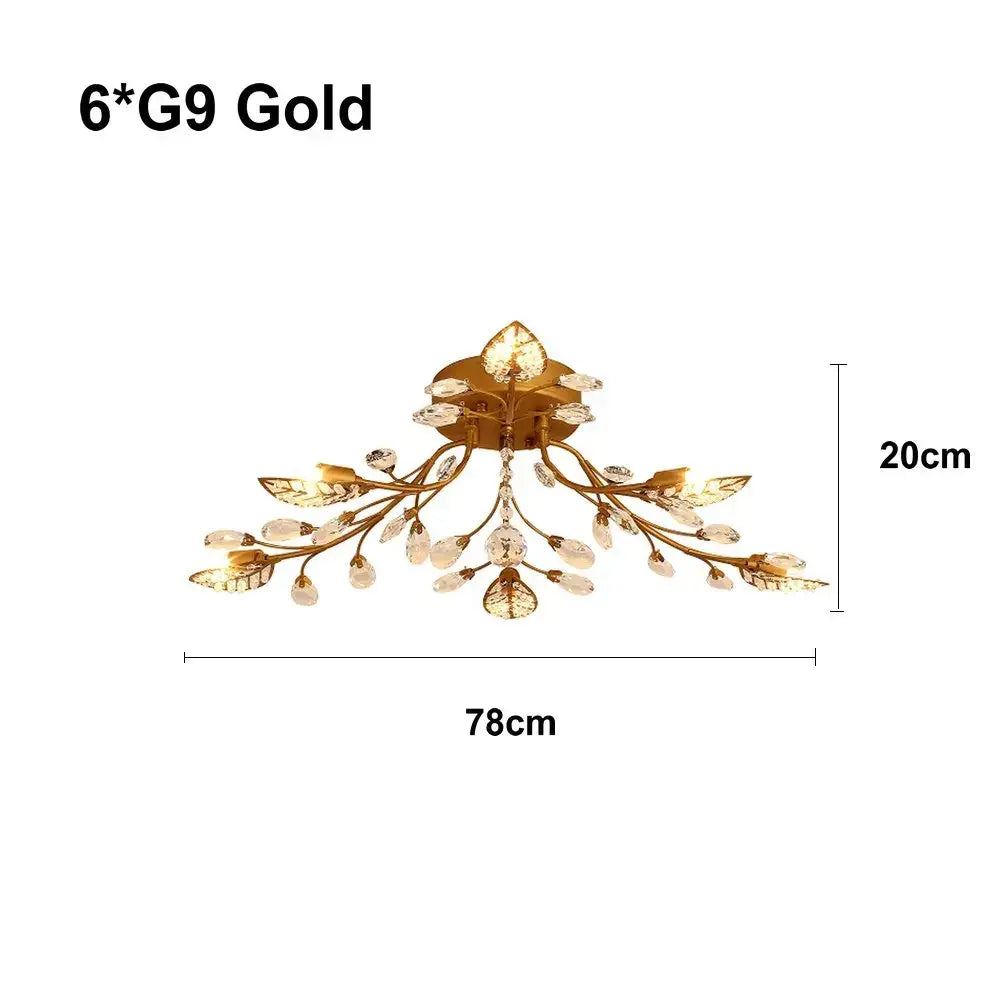 Gold leaf decorbites crystal ceiling chandelier for living room