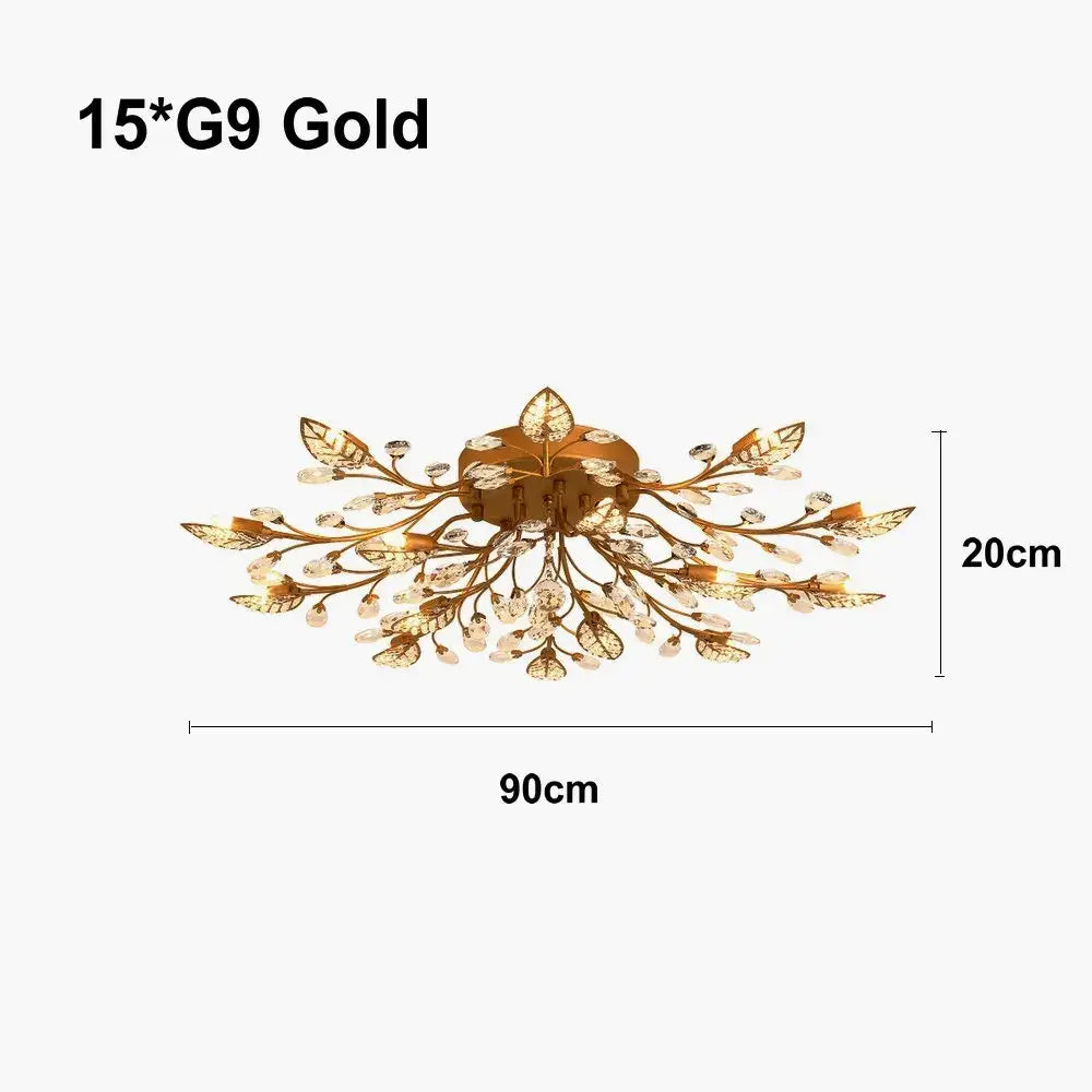 Gold leaf decorbites crystal ceiling chandelier for living room