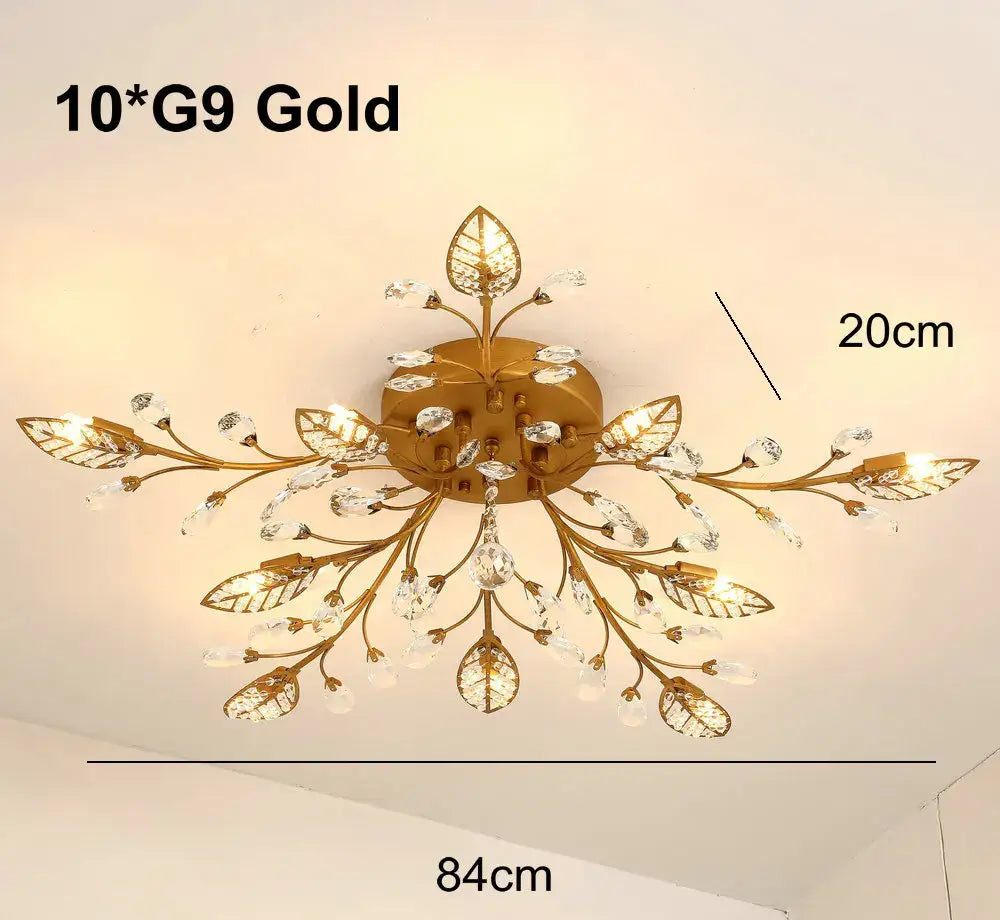 Gold leaf decorbites crystal ceiling chandelier for living room