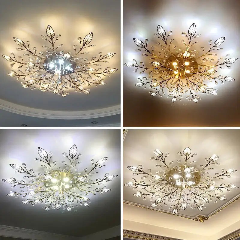 Gold leaf decorbites crystal ceiling chandelier for living room
