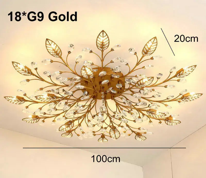 Gold leaf decorbites crystal ceiling chandelier for living room