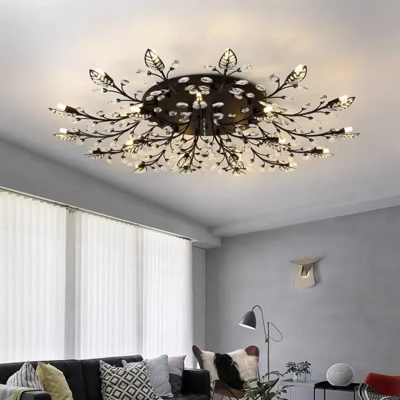 Gold leaf decorbites crystal ceiling chandelier for living room