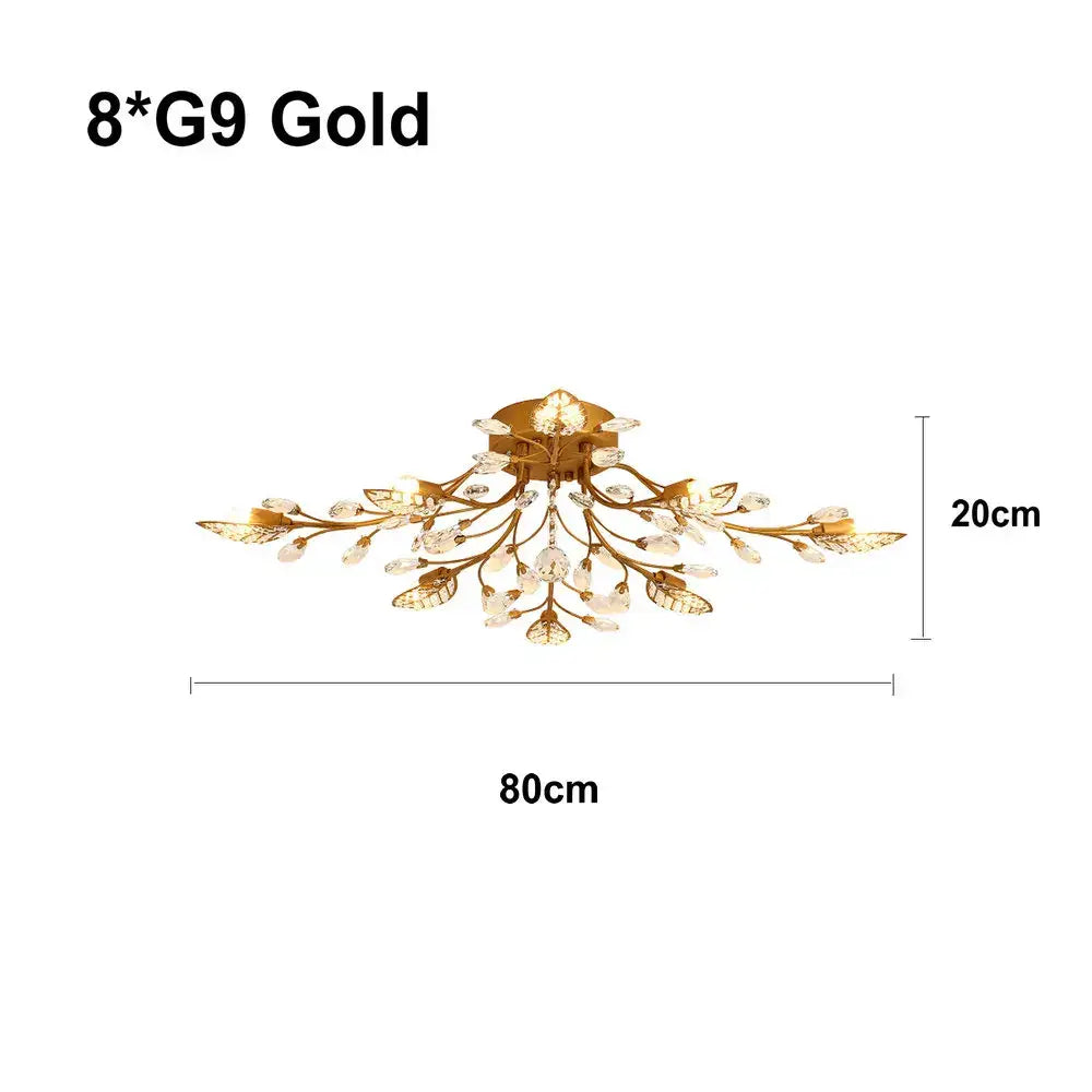 Gold leaf decorbites crystal ceiling chandelier for living room