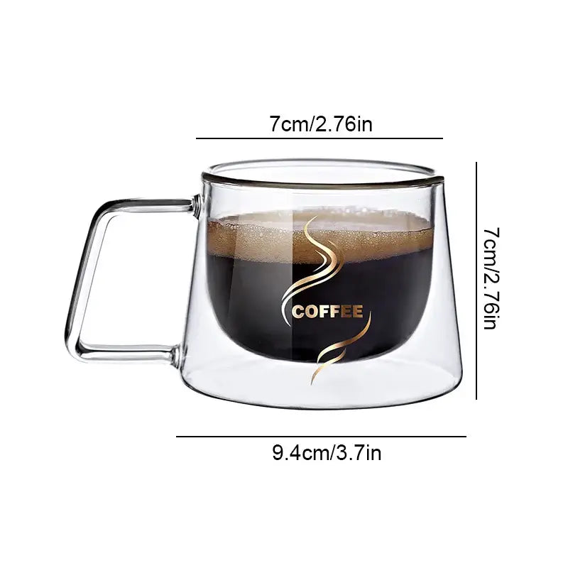 Gold swirl glass double wall coffee mug kitchen espresso cup