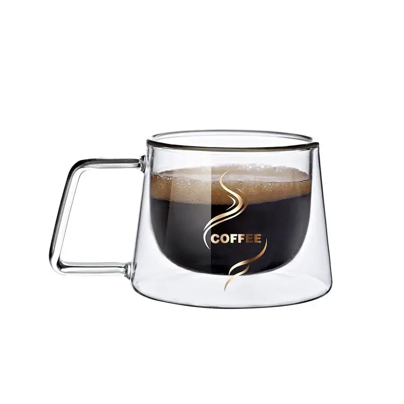 Gold swirl glass double wall coffee mug kitchen espresso cup
