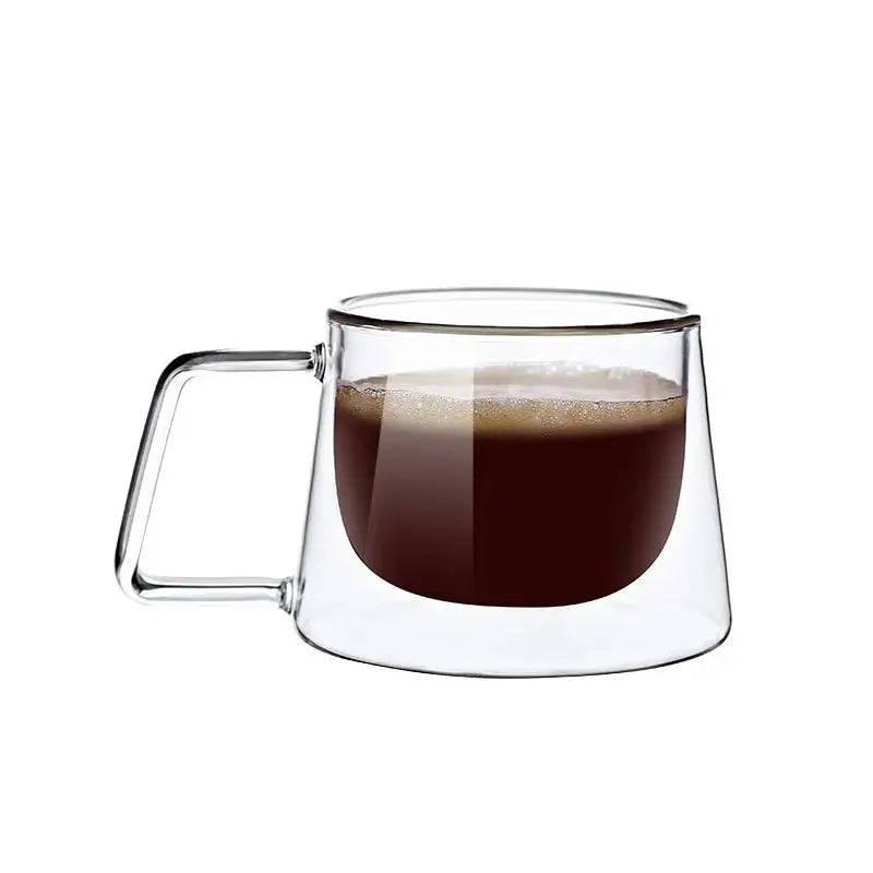 Gold swirl glass double wall coffee mug kitchen espresso cup