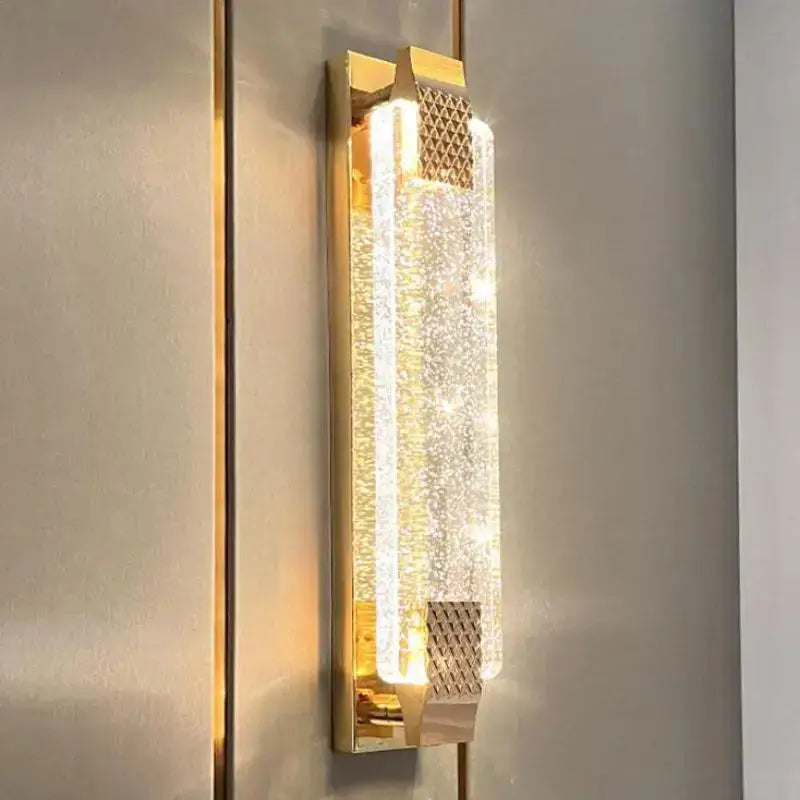 Gold textured bubble glass led wall lamp bedroom sconce