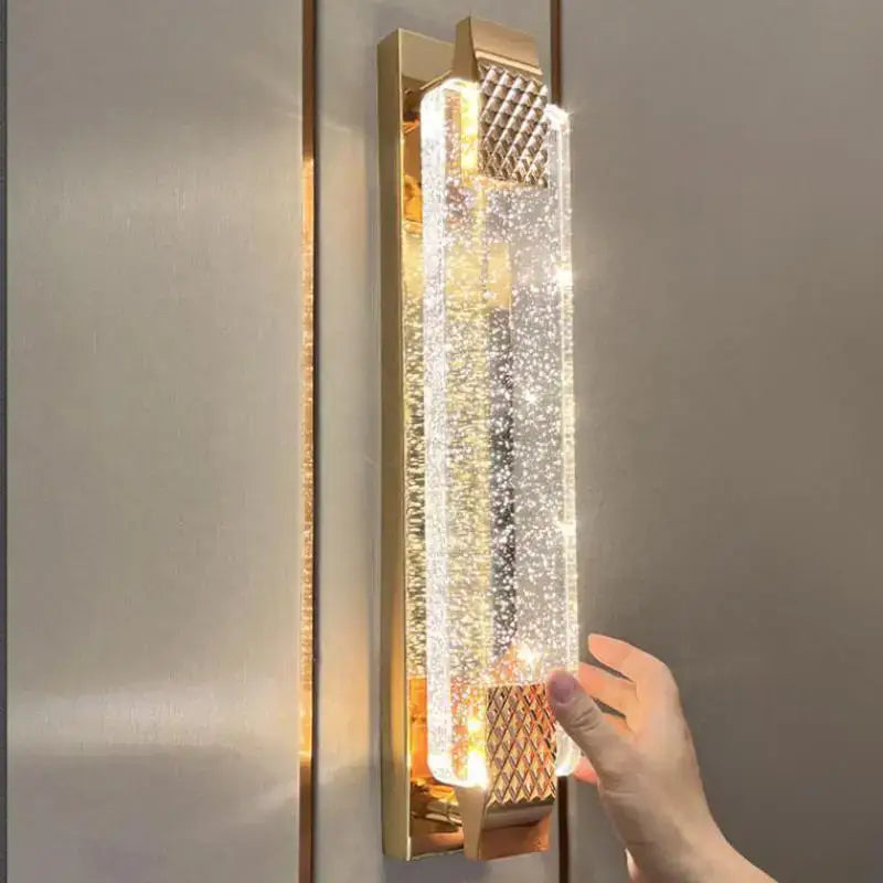 Gold textured bubble glass led wall lamp bedroom sconce