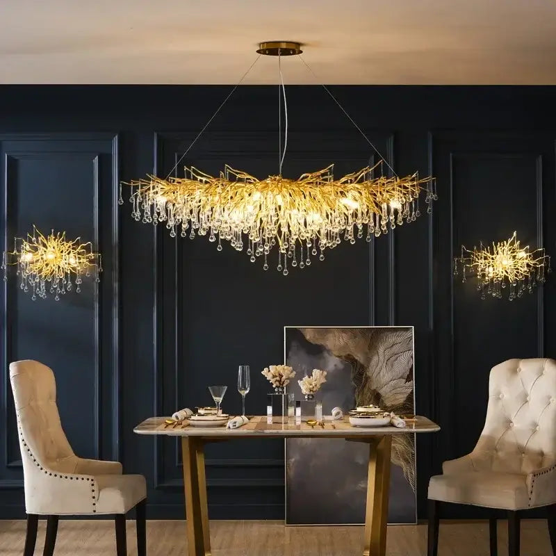 Golden branch crystal chandelier – living room luxury lighting