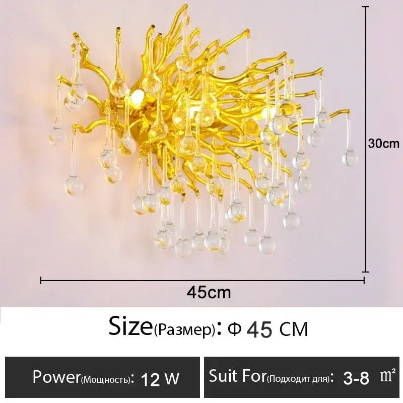 Golden branch crystal chandelier – living room luxury lighting