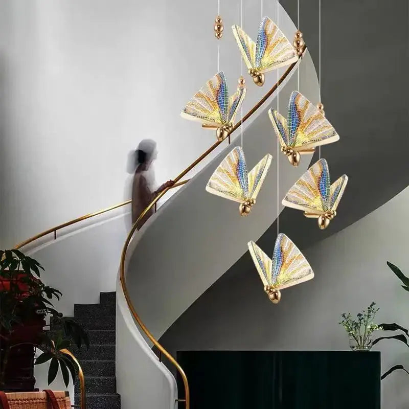 Golden butterfly led pendant light for bedroom and dining room
