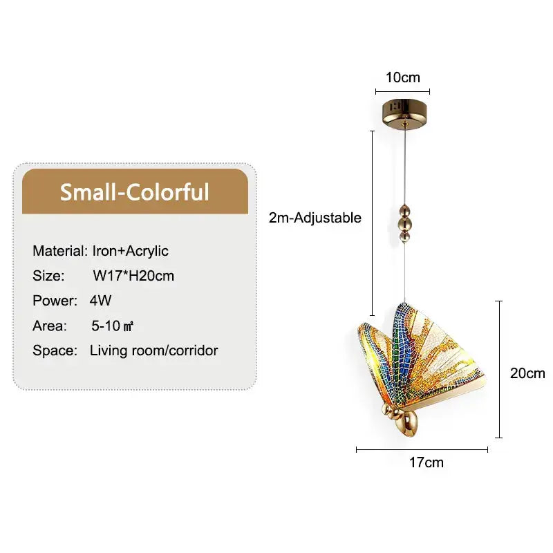 Golden butterfly led pendant light for bedroom and dining room