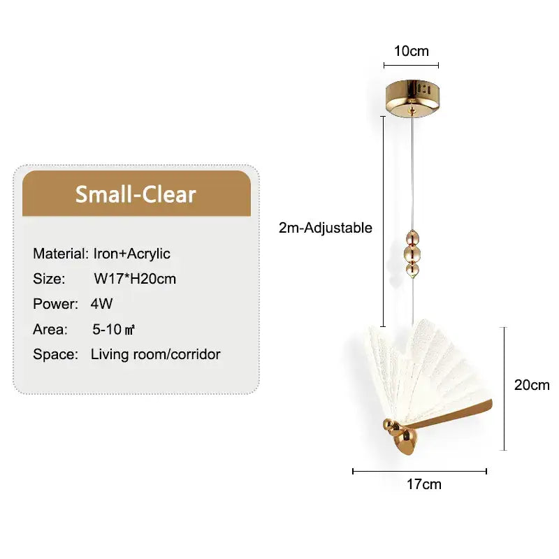 Golden butterfly led pendant light for bedroom and dining room