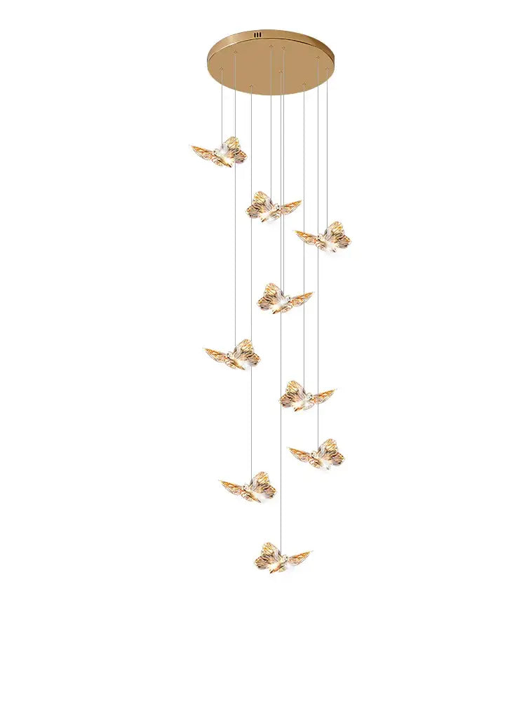 Golden butterfly pendant light butterfly chandelier staircase living room
