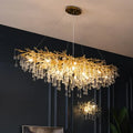 Golden crystal branch chandelier led living room ceiling light