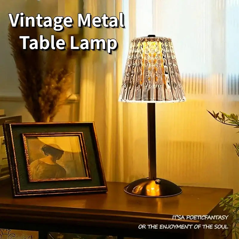 Golden crystal diamond touch sensor table lamp for bedroom