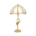Golden flamingo peacock feather beveled glass table lamp bedroom