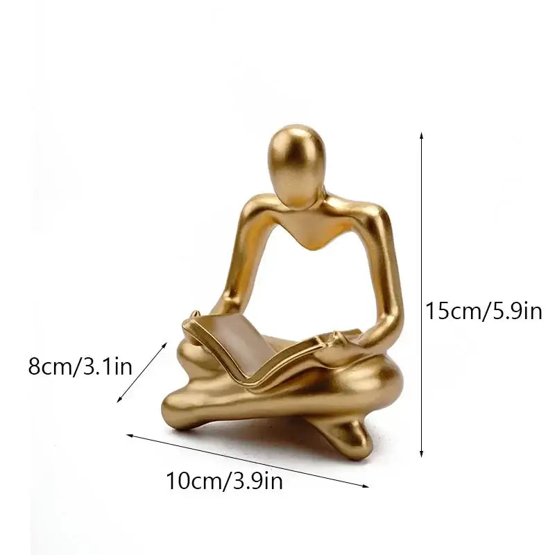 Golden glossy abstract thinker resin figurine office decor