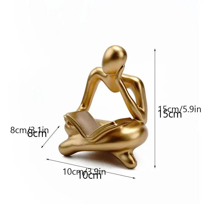 Golden glossy abstract thinker resin figurine office decor