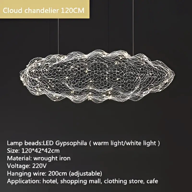 Golden mesh cloud pendant light bedroom warm led decorbites cloud light