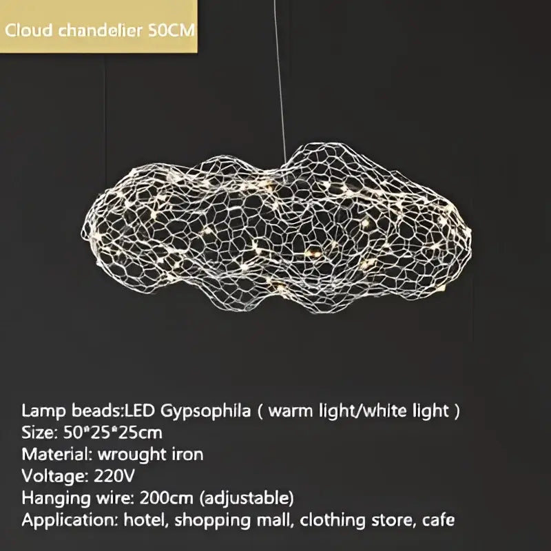 Golden mesh cloud pendant light bedroom warm led decorbites cloud light