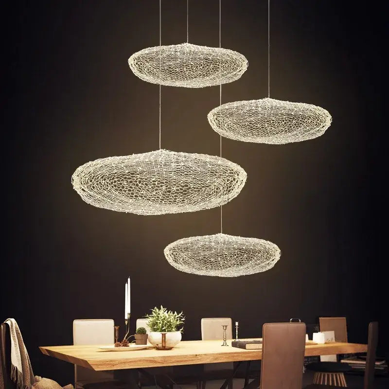Golden mesh cloud pendant light bedroom warm led decorbites cloud light
