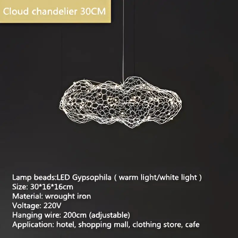 Golden mesh cloud pendant light bedroom warm led decorbites cloud light