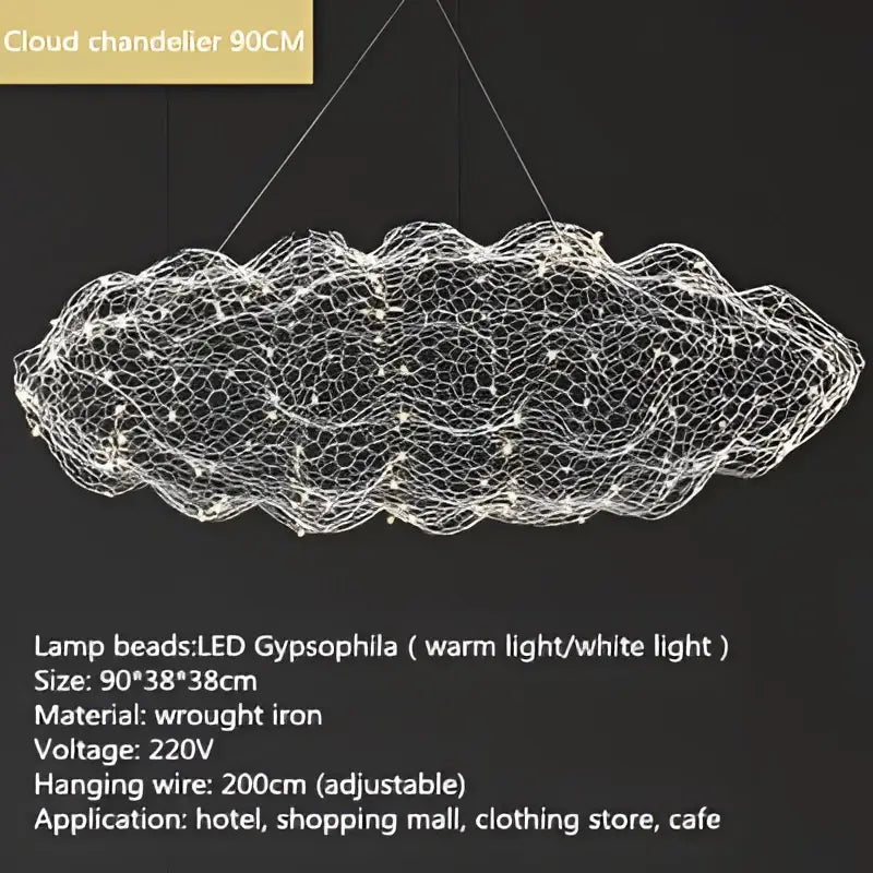 Golden mesh cloud pendant light bedroom warm led decorbites cloud light