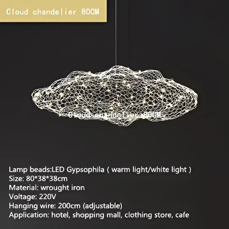 Golden mesh cloud pendant light bedroom warm led decorbites cloud light