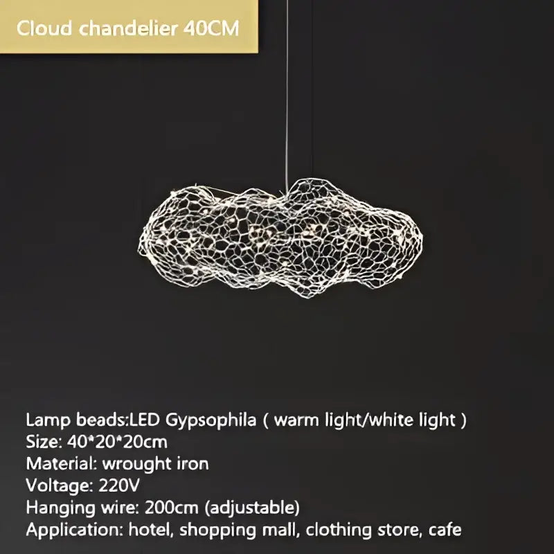 Golden mesh cloud pendant light bedroom warm led decorbites cloud light