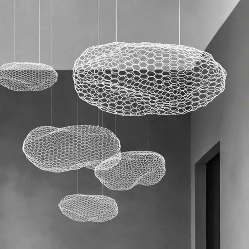 Golden mesh cloud pendant light bedroom warm led decorbites cloud light