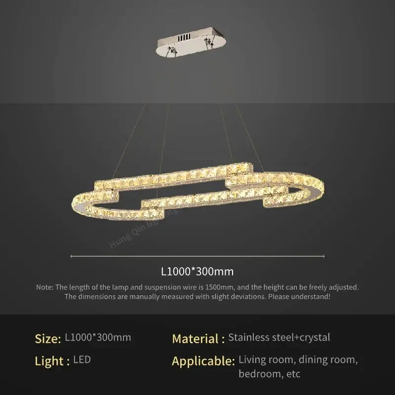 Golden spiral circular crystal pendant light for living room