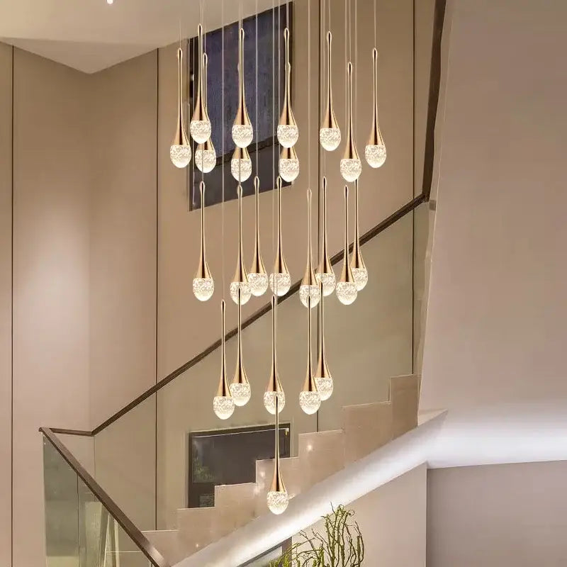 Golden teardrop crystal bubble ball pendant lights dining room decor
