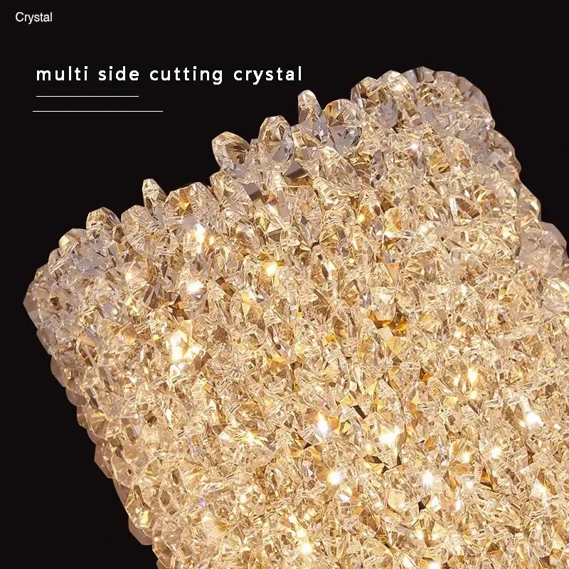 Golden textured glass wall lamp with crystal beads living room