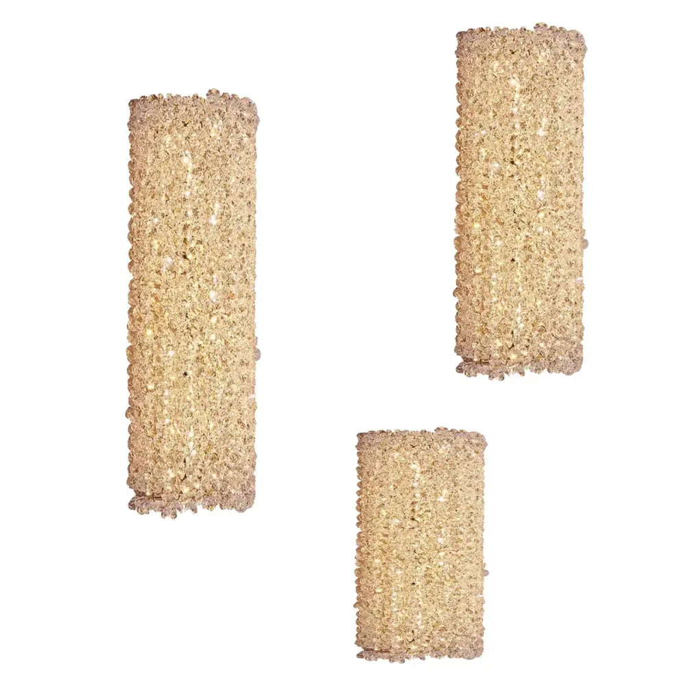 Golden textured glass wall lamp with crystal beads living room