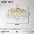 Golden tree branch crystal led ceiling chandelier dining room gold & black
