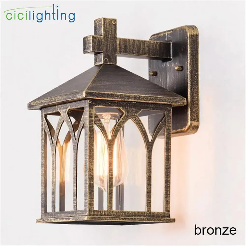 Gothic arched glass led wall lamp garden courtyard lantern