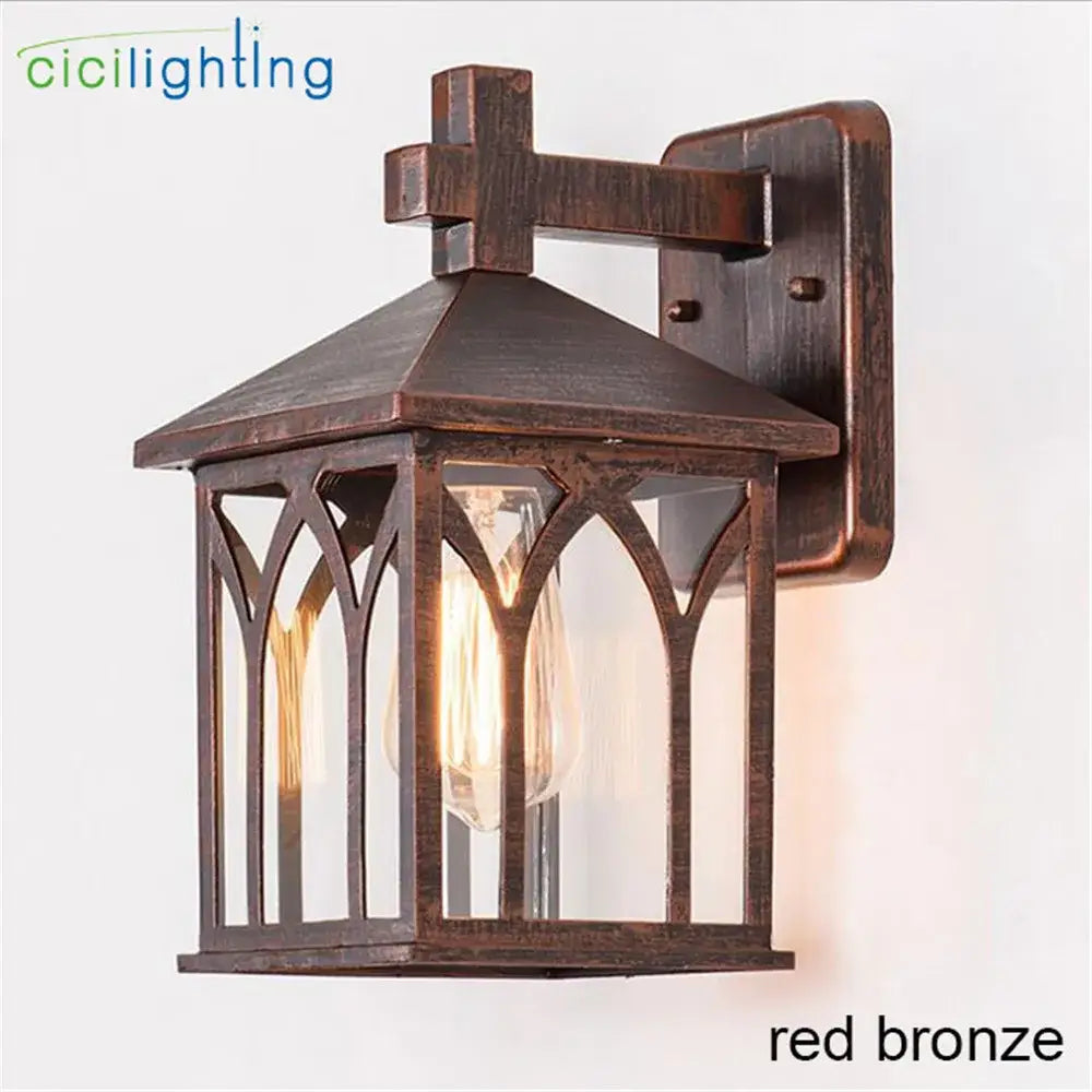 Gothic arched glass led wall lamp garden courtyard lantern