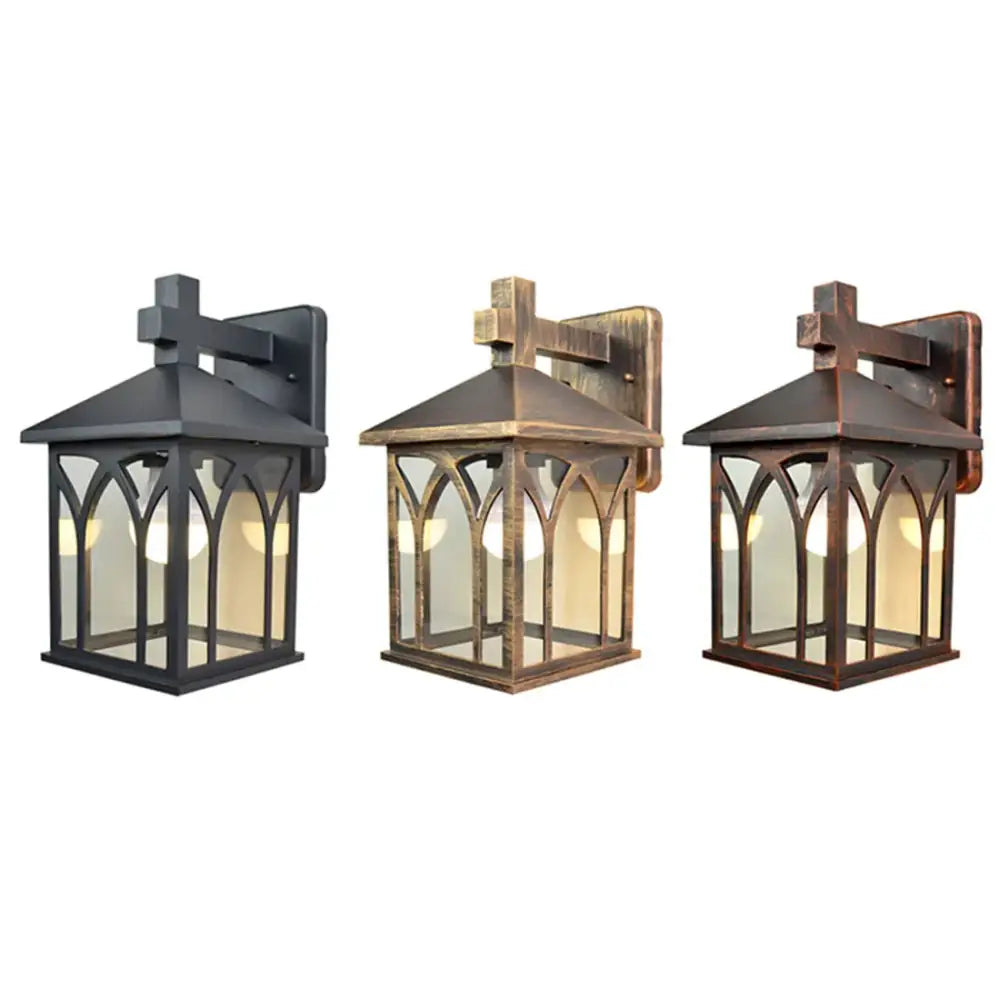 Gothic arched glass led wall lamp garden courtyard lantern