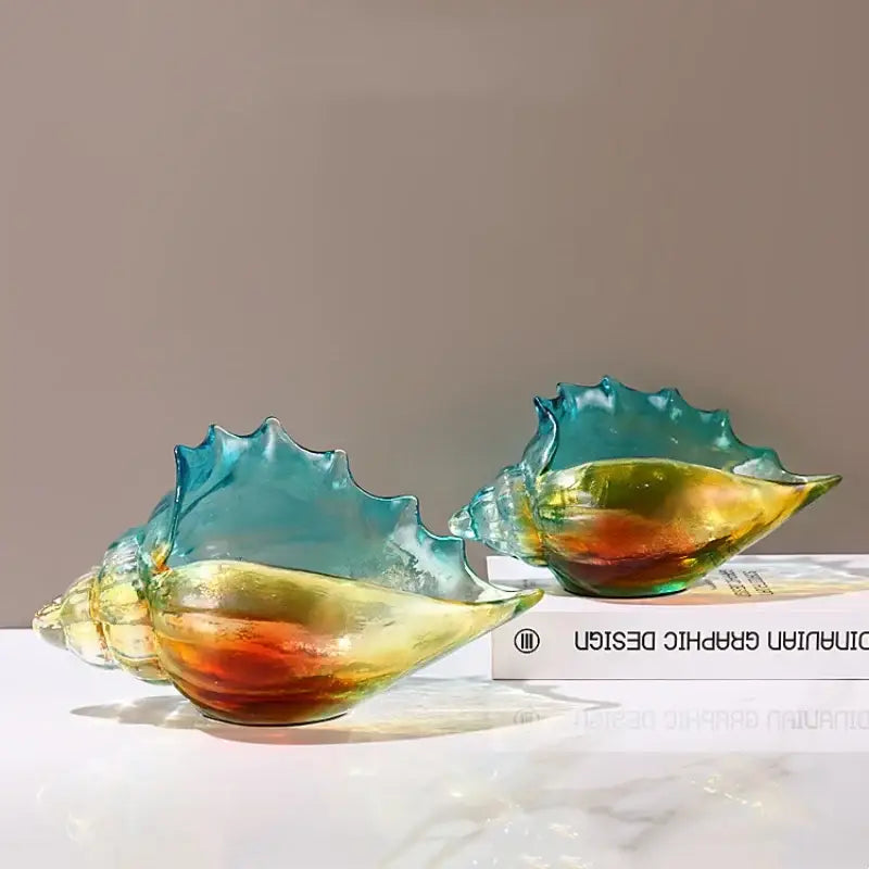 Gradient conch glass key tray living room shell handicrafts container