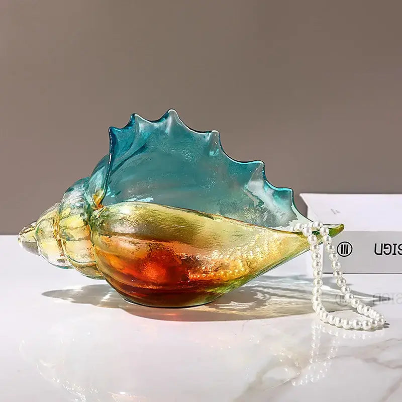 Gradient conch glass key tray living room shell handicrafts container