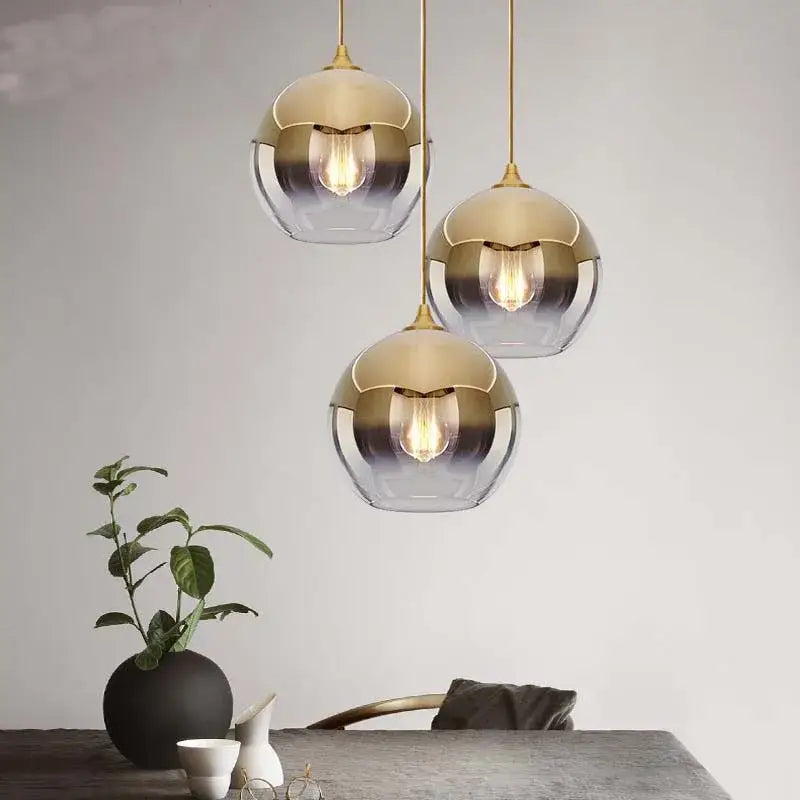 Gradient glass ball chandelier set for dining room