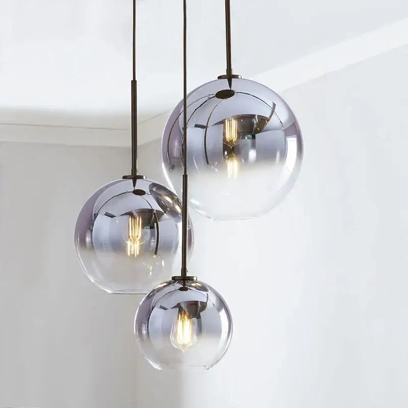 Gradient glass ball chandelier set for dining room