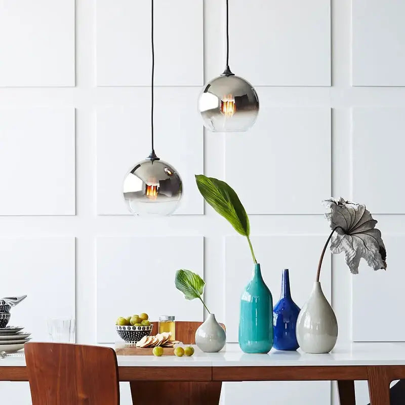 Gradient glass ball chandelier set for dining room