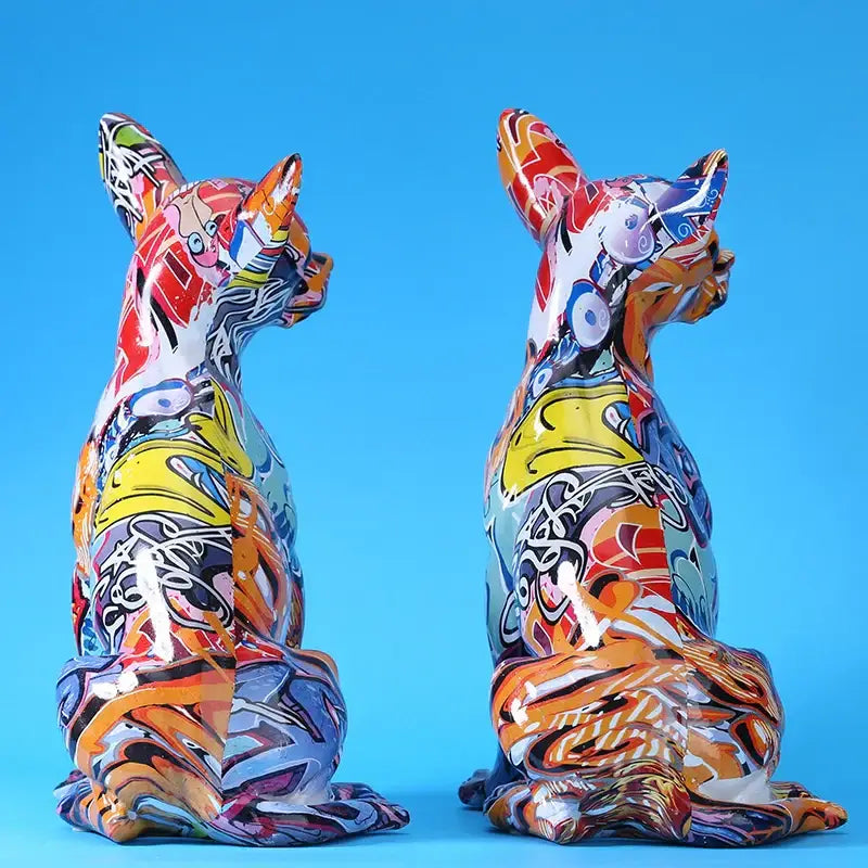 Graffiti colorful chihuahua resin statue living room decor