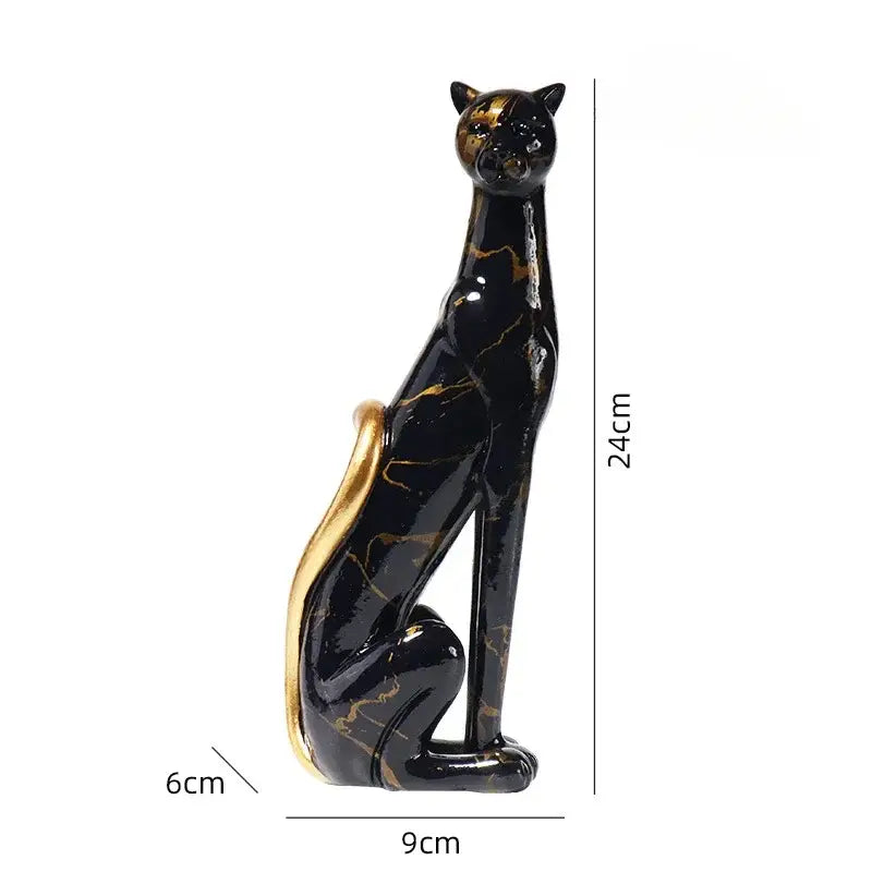 Graffiti leopard resin sculpture living room colorful cat decor