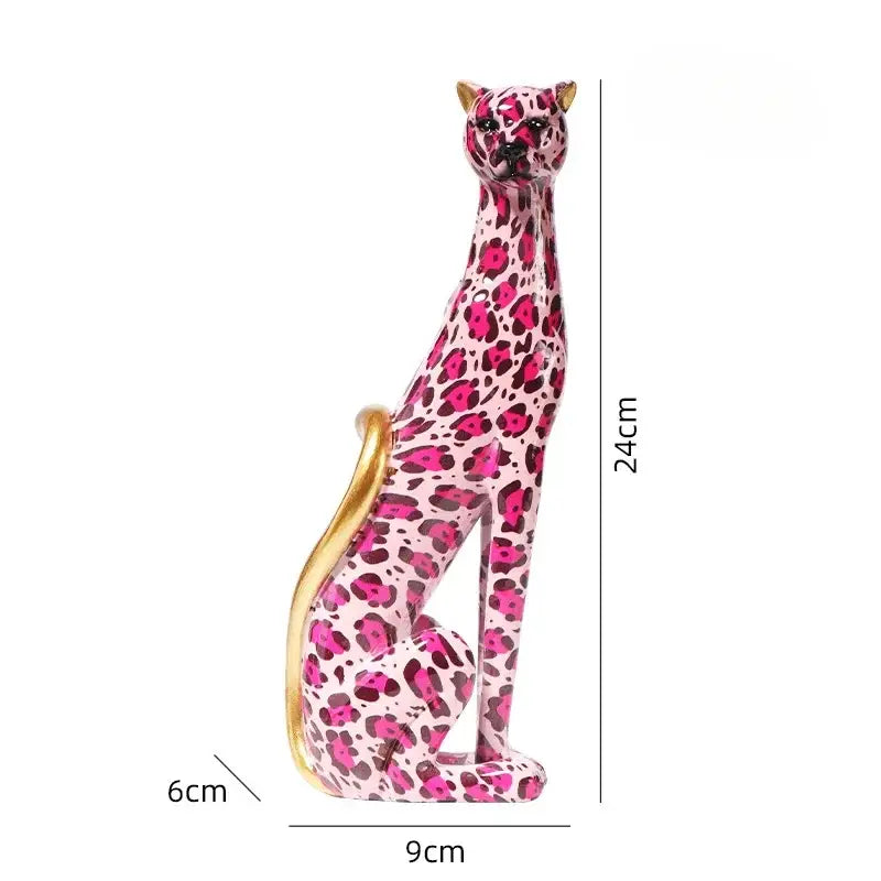 Graffiti leopard resin sculpture living room colorful cat decor